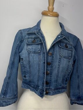 Chocolate USA Cropped Denim Jacket Blue Button Front Women’s M/M